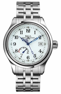 Ball Trainmaster Power Reserve White Dial Men's Watch NM1056D-S1J-WH