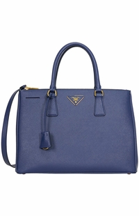 Blue Prada Saffiano Lux Medium Double-Zip Tote Bag