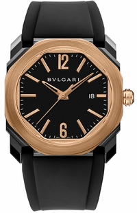 Bvlgari Octo Black Steel & Rose Gold 41mm Men's Watch 102485