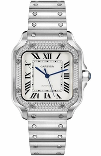 Cartier Santos De Cartier Medium Diamonds Women's Watch W4SA0005