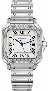 Cartier Santos De Cartier Medium Diamonds Women's Watch W4SA0005