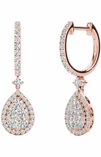 Diamond Earrings, 1.45 Carat Diamonds on Solid 18k Rose Gold E20240R