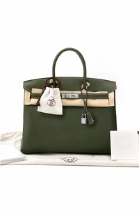 Hermes Togo Birkin 35 Bag Canopee Green