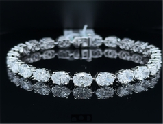 Oval Lab Diamond Tennis Bracelet on 14k White Gold