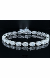 Oval Lab Diamond Tennis Bracelet on 14k White Gold