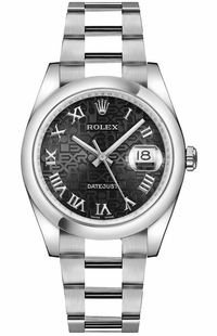 Rolex Datejust 36 Black Jubilee Roman Numeral Watch 116200