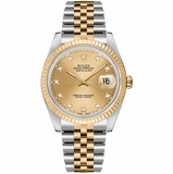 Rolex Datejust 36 Champagne Diamond Dial Unisex Watch 16233