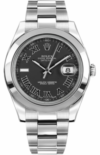 Rolex Datejust II 41 Dark Grey Dial Oyster Steel Men's Watch 116300-0006