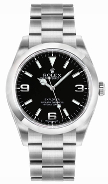 Rolex Explorer Black Dial 39mm Stainless Steel Men's Watch 214270-0001