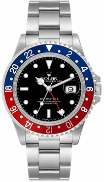 Rolex GMT-Master II Pepsi Black Dial Blue & Red Bezel Men's Watch 16710