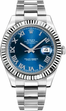 Rolex Datejust II 41 Blue Roman Numeral Dial Men's Watch 116334