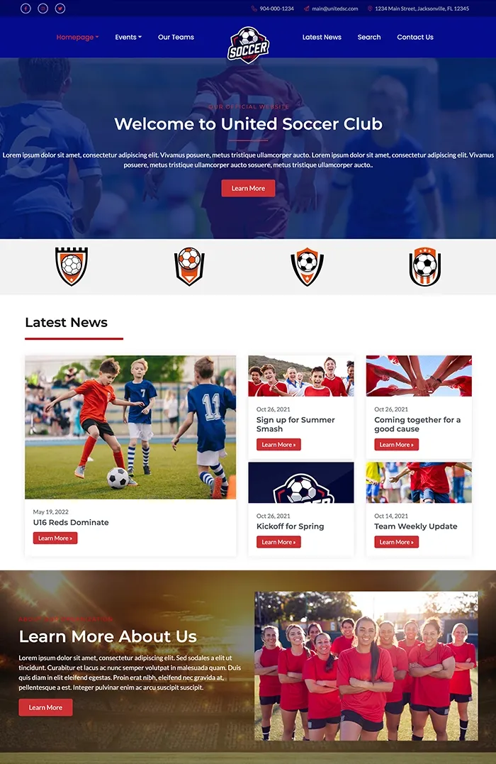 Soccer website design