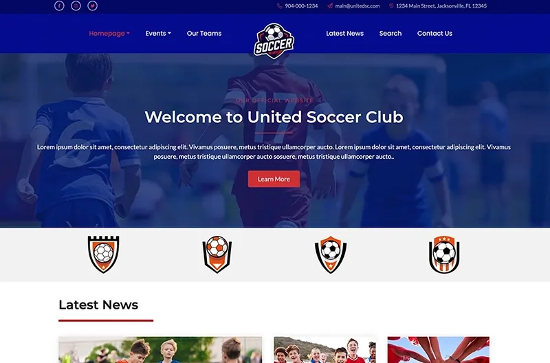 Soccer website builder