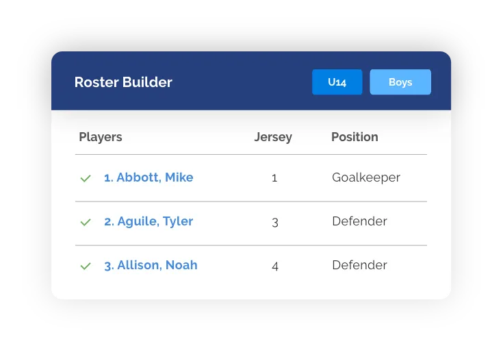 GotSport easy team roster builder